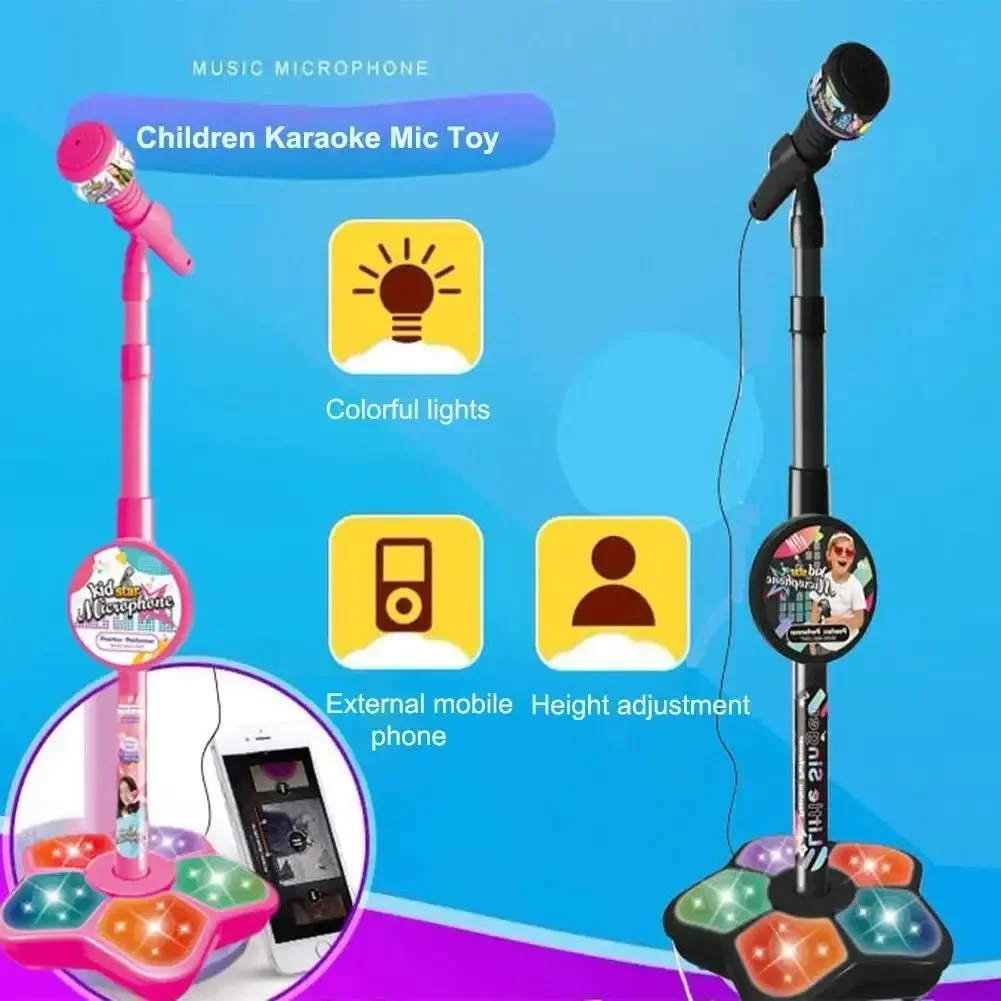 Kids Microphone Karaoke - Детский микрофон с подставкой, караоке-песня, вертикальный